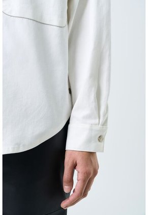 Camisa Avellano Manga Larga Oversized Para Mujer Hombro Rodado Camisa Avellano Manga Larga Oversized Para Mujer Hombro Rodado Crema M VÉLEZ