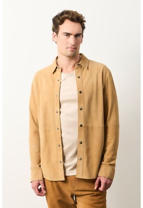 Camisa Manga Larga Para Hombre Gamuza Camisa Manga Larga Para Hombre Gamuza Miel M VÉLEZ