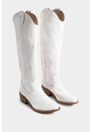 Bota Amapola De Cuero Para Mujer Personalización Bota Amapola De Cuero Para Mujer Personalización Blanco 41 VÉLEZ