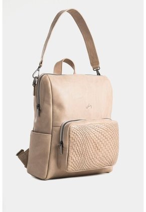 Morral Mini Saba De Cuero Para Mujer Multifunción Morral Mini Saba De Cuero Para Mujer Multifunción Beige VÉLEZ