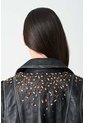 Chaqueta Biker De Cuero Para Mujer Cristales Chaqueta Biker De Cuero Para Mujer Cristales Negro Perlado XL VÉLEZ de Vélez