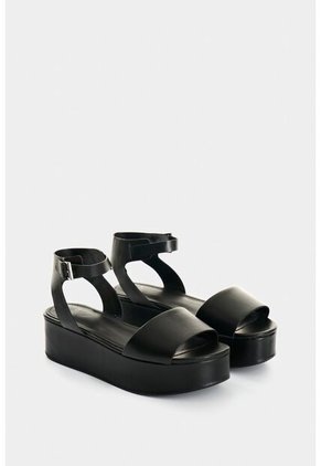 Sandalia Plataforma De Cuero Para Mujer Soren Sandalia Plataforma De Cuero Para Mujer Soren Negro 37 VÉLEZ