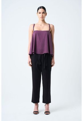 Camisa Canes Fit Holgado Para Mujer Detalle Trenzado Camisa Canes Fit Holgado Para Mujer Detalle Trenzado Mora M VÉLEZ