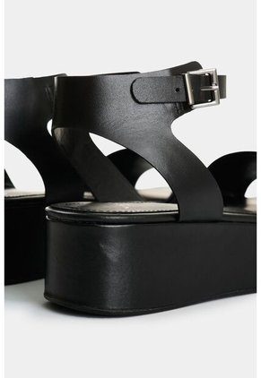 Sandalia Plataforma De Cuero Para Mujer Soren Sandalia Plataforma De Cuero Para Mujer Soren Negro 38 VÉLEZ