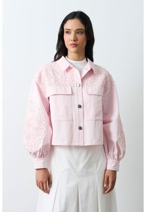 Chaqueta Aguamarina De Tela Para Mujer Bordados En Gamuza Chaqueta Aguamarina De Tela Para Mujer Bordados En Gamuza Rosado L VÉLEZ