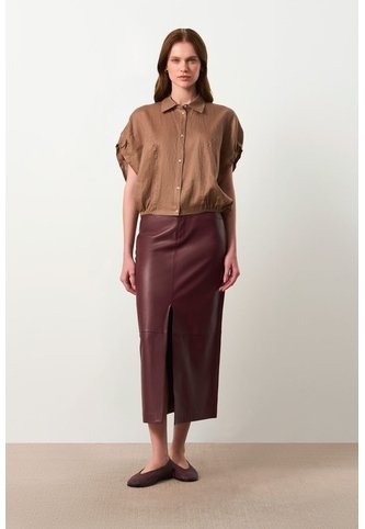 Camisa Manga Corta En Lino Para Mujer Faro Camisa Manga Corta En Lino Para Mujer Faro Tabaco M VÉLEZ Vélez