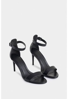 Sandalia Tacón Clavel De Cuero Para Mujer Amarre Al Tobillo Sandalia Tacón Clavel De Cuero Para Mujer Amarre Al Tobillo Negro 37 VÉLEZ