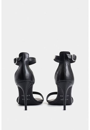 Sandalia Tacón Clavel De Cuero Para Mujer Amarre Al Tobillo Sandalia Tacón Clavel De Cuero Para Mujer Amarre Al Tobillo Negro 37 VÉLEZ