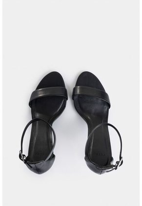 Sandalia Tacón Clavel De Cuero Para Mujer Amarre Al Tobillo Sandalia Tacón Clavel De Cuero Para Mujer Amarre Al Tobillo Negro 37 VÉLEZ