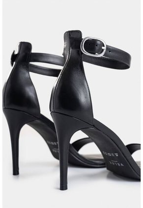 Sandalia Tacón Clavel De Cuero Para Mujer Amarre Al Tobillo Sandalia Tacón Clavel De Cuero Para Mujer Amarre Al Tobillo Negro 37 VÉLEZ