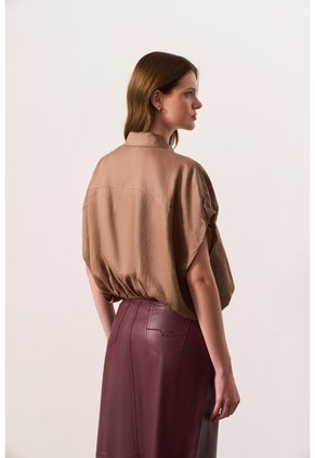 Camisa Manga Corta En Lino Para Mujer Faro Camisa Manga Corta En Lino Para Mujer Faro Tabaco M VÉLEZ