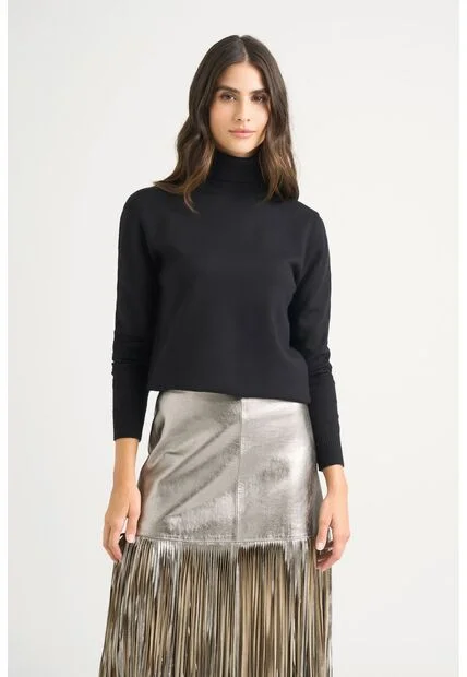 Sweater Tejido Básico Maqui Para Mujer Cuello Tortuga Sweater Tejido Básico Maqui Para Mujer Cuello Tortuga Negro L VÉLEZ
