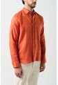 Camisa Manga Larga En Lino Para Hombre Silueta Semi Ajustada Camisa Manga Larga En Lino Para Hombre Silueta Semi Ajustada Naranja M VÉLEZ de Vélez