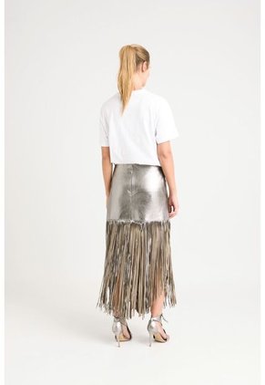 Falda Vice Foil De Cuero Folia Para Mujer Flecos Falda Vice Foil De Cuero Folia Para Mujer Flecos Plata 12 Vélez