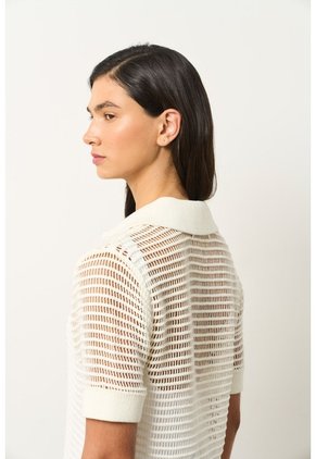 Polo Tejida Lascar Para Mujer Fit Holgado Polo Tejida Lascar Para Mujer Fit Holgado Crema XL VÉLEZ