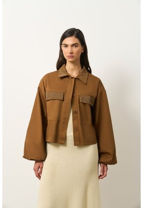 Chaqueta Senda Trucker Para Mujer Oversized Chaqueta Senda Trucker Para Mujer Oversized Miel XL VÉLEZ