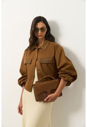 Chaqueta Senda Trucker Para Mujer Oversized Chaqueta Senda Trucker Para Mujer Oversized Miel XL VÉLEZ