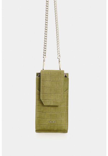 Porta Celular Serpia De Cuero Para Mujer Grabado Porta Celular Serpia De Cuero Para Mujer Grabado Verde Oliva VÉLEZ