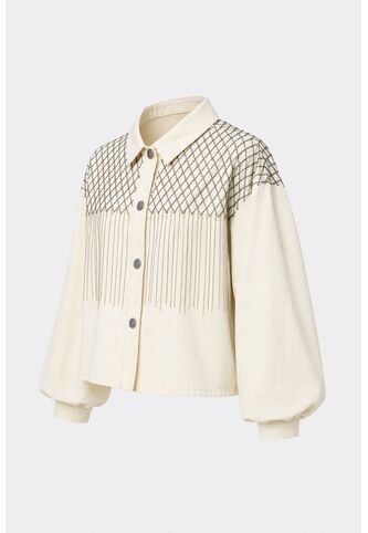 Chaqueta Alhena En Tejido Plano Para Mujer Bordado Millaré Chaqueta Alhena En Tejido Plano Para Mujer Bordado Millaré Crema XL VÉLEZ Vélez