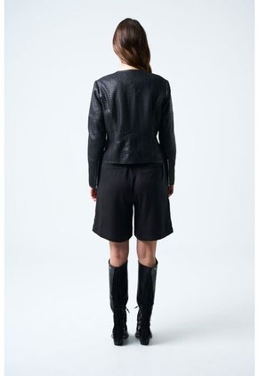 Chaqueta De Cuero Tejido Para Mujer Woven Chaqueta De Cuero Tejido Para Mujer Woven Negro XL VÉLEZ