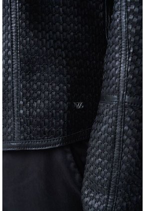 Chaqueta De Cuero Tejido Para Mujer Woven Chaqueta De Cuero Tejido Para Mujer Woven Negro XL VÉLEZ