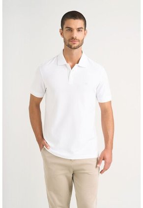 Polo Para Hombre Semi Fit Detalle Jacquard Polo Para Hombre Semi Fit Detalle Jacquard Blanco S VÉLEZ