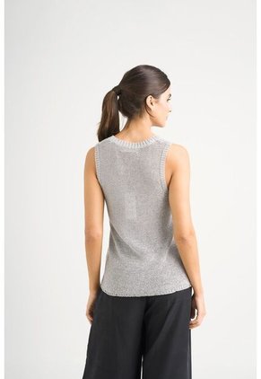 Camiseta Tejida Para Mujer Efecto Metalizado Lúrex Camiseta Tejida Para Mujer Efecto Metalizado Lúrex Gris XS VÉLEZ