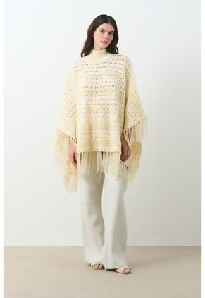 Poncho Tejido Thani Para Mujer Poncho Tejido Thani Para Mujer Crema L VÉLEZ