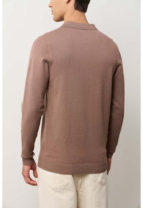 Polo Manga Larga Tejida Para Hombre Canneo Polo Manga Larga Tejida Para Hombre Canneo Tabaco M VÉLEZ