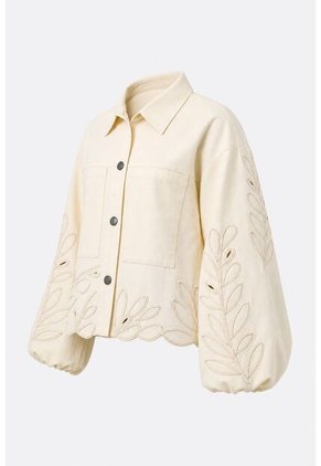 Chaqueta En Dril Para Mujer Runas Chaqueta En Dril Para Mujer Runas Crema XS VÉLEZ