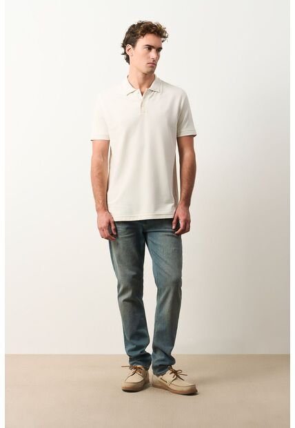 Polo Para Hombre Semi Fit Detalle Jacquard Polo Para Hombre Semi Fit Detalle Jacquard Crema XL VÉLEZ