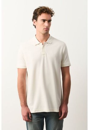 Polo Para Hombre Semi Fit Detalle Jacquard Polo Para Hombre Semi Fit Detalle Jacquard Crema XL VÉLEZ