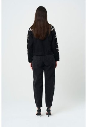 Chaqueta Trucker En Denim Y Cuero Para Mujer Soren Chaqueta Trucker En Denim Y Cuero Para Mujer Soren Negro XS VÉLEZ