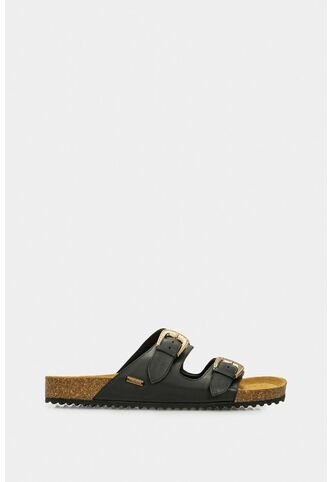 Sandalia Plana Pilos De Cuero Para Mujer Suela Corcho Sandalia Plana Pilos De Cuero Para Mujer Suela Corcho Negro 40 VÉLEZ Vélez