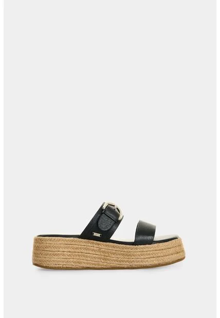 Sandalia Plataforma En Cuero Y Yute Para Mujer Ikal Sandalia Plataforma En Cuero Y Yute Para Mujer Ikal Negro 36 VÉLEZ