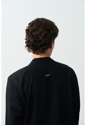 Camisa Manga Larga Para Hombre Cuello Nerú Camisa Manga Larga Para Hombre Cuello Nerú Negro XL VÉLEZ