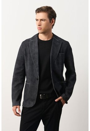 Blazer De Cuero Gamuzado Para Hombre Sole Blazer De Cuero Gamuzado Para Hombre Sole Negro M VÉLEZ