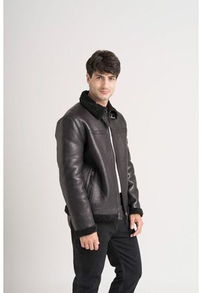 Chaqueta Atrani De Cuero Para Hombre Semi Ajustada Chaqueta Atrani De Cuero Para Hombre Semi Ajustada Negro M VÉLEZ