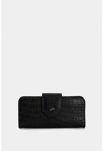 Billetera Porta Chequera Extravaganza De Cuero Para Mujer Grabado Billetera Porta Chequera Extravaganza De Cuero Para Mujer Grabado Negro VÉLEZ Vélez