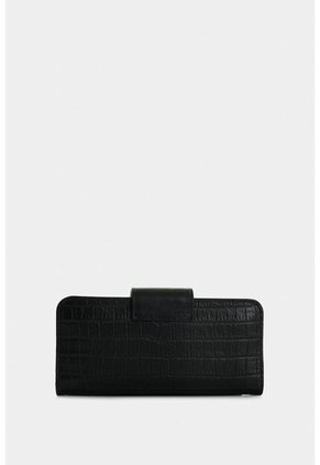 Billetera Porta Chequera Extravaganza De Cuero Para Mujer Grabado Billetera Porta Chequera Extravaganza De Cuero Para Mujer Grabado Negro VÉLEZ