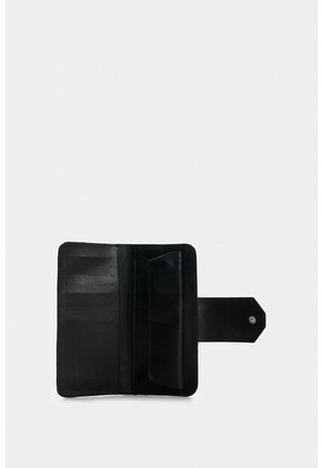 Billetera Porta Chequera Extravaganza De Cuero Para Mujer Grabado Billetera Porta Chequera Extravaganza De Cuero Para Mujer Grabado Negro VÉLEZ