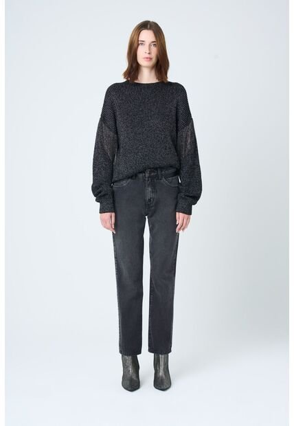 Jean Vega En Black Denim Para Mujer Detalle Cuero Jean Vega En Black Denim Para Mujer Detalle Cuero Negro 10 VÉLEZ