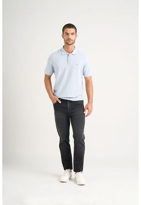 Polo Para Hombre Semi Fit Detalle Jacquard Polo Para Hombre Semi Fit Detalle Jacquard Azul Claro XS VÉLEZ