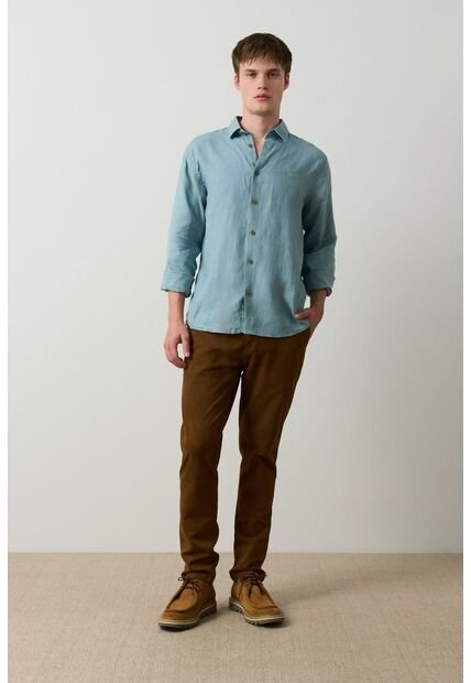 Camisa Manga Larga Semi Fitted Para Hombre Roma Camisa Manga Larga Semi Fitted Para Hombre Roma Azul Aguamarina L VÉLEZ