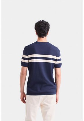 Camiseta Franjas 2 Tejida Para Hombre Manga Corta Camiseta Franjas 2 Tejida Para Hombre Manga Corta Azul Oscuro M VÉLEZ