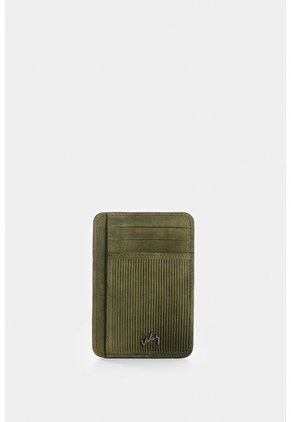 Porta Tarjetas Vértice De Cuero Para Hombre Detalle Rayas Porta Tarjetas Vértice De Cuero Para Hombre Detalle Rayas Verde Oliva VÉLEZ