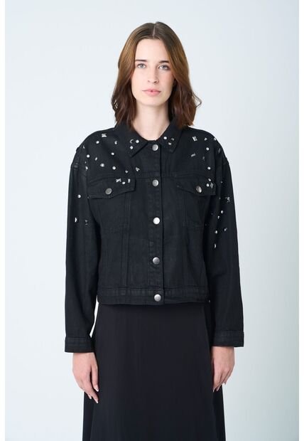 Chaqueta Black Para Mujer Silueta Trucker Chaqueta Black Para Mujer Silueta Trucker Negro M VÉLEZ