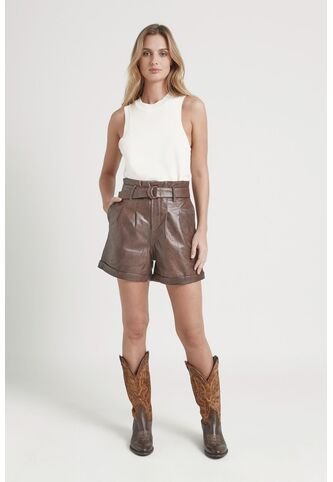 Short Trébol De Cuero Para Mujer Cinturón Con Hebilla Short Trébol De Cuero Para Mujer Cinturón Con Hebilla Cafe 14 VÉLEZ Vélez