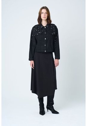 Chaqueta Black Para Mujer Silueta Trucker Chaqueta Black Para Mujer Silueta Trucker Negro M VÉLEZ