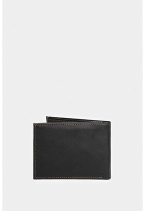 Billetera Humanista De Cuero Para Hombre Costuras Contraste Negro Billetera Humanista De Cuero Para Hombre Costuras Contraste Negro VÉLEZ